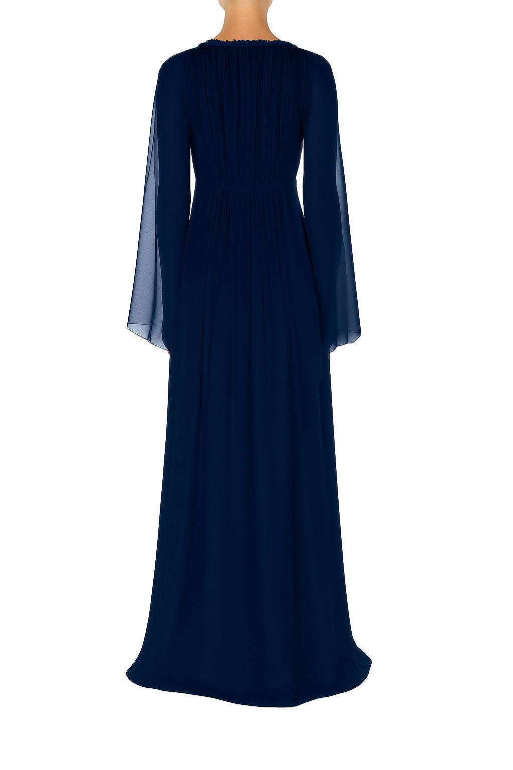 Robe longue en soie avec broderie - Blue