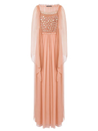 Robe longue en soie avec broderie - Pink