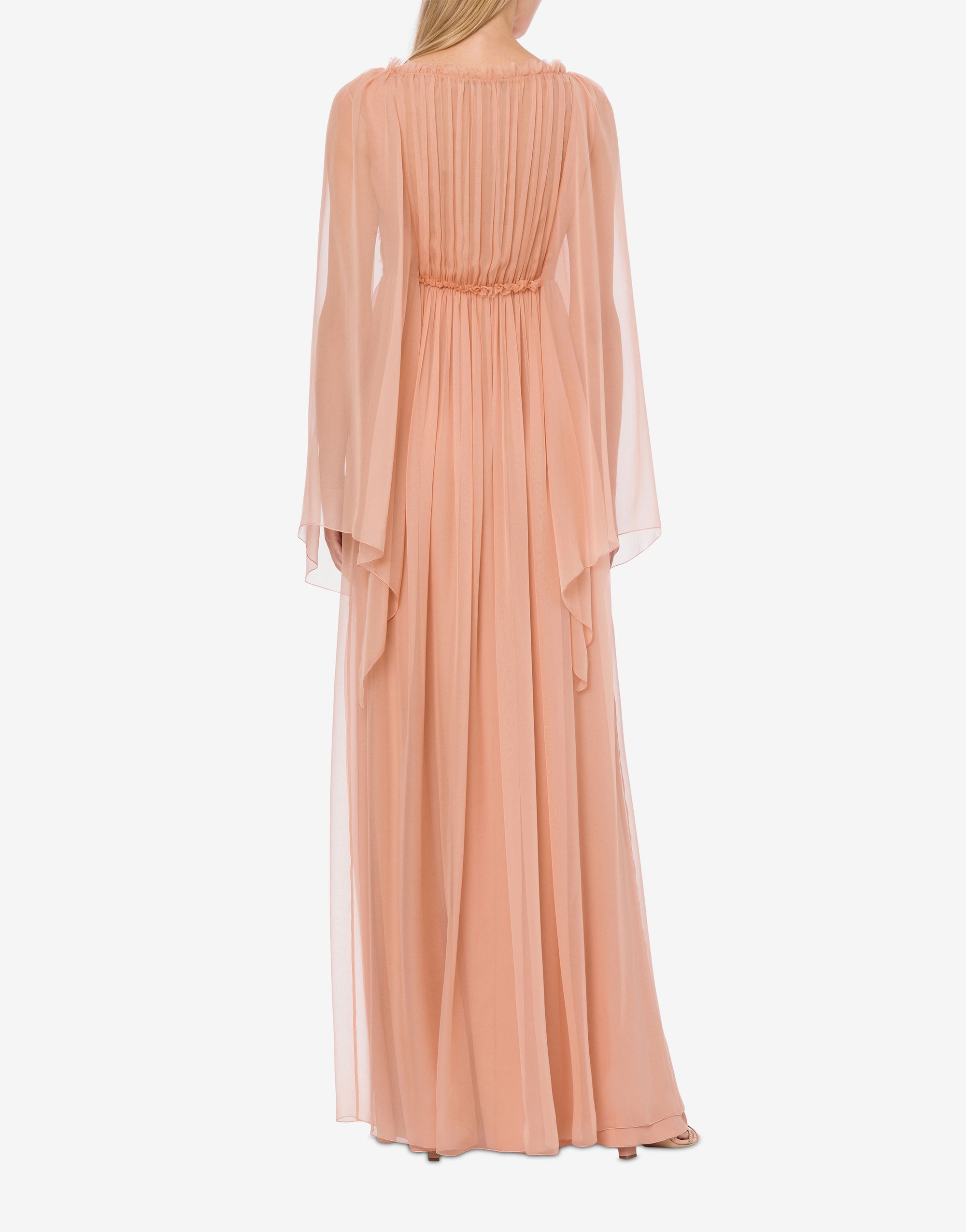 Robe longue en soie avec broderie - Pink