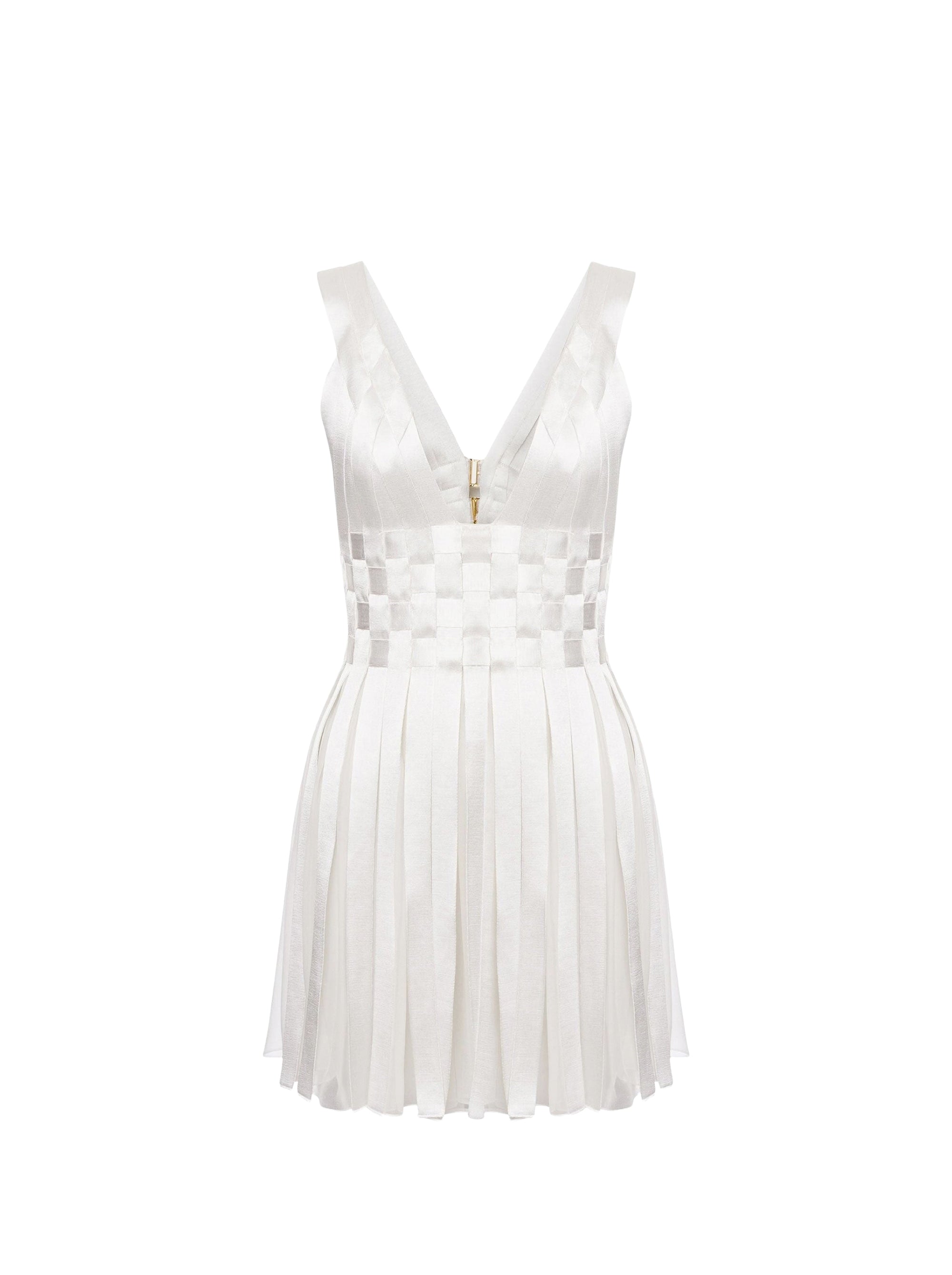 Robe courte à rubans brillants - White