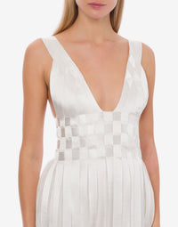 Robe courte à rubans brillants - White