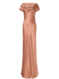 Satin maxi dress with train - Pink