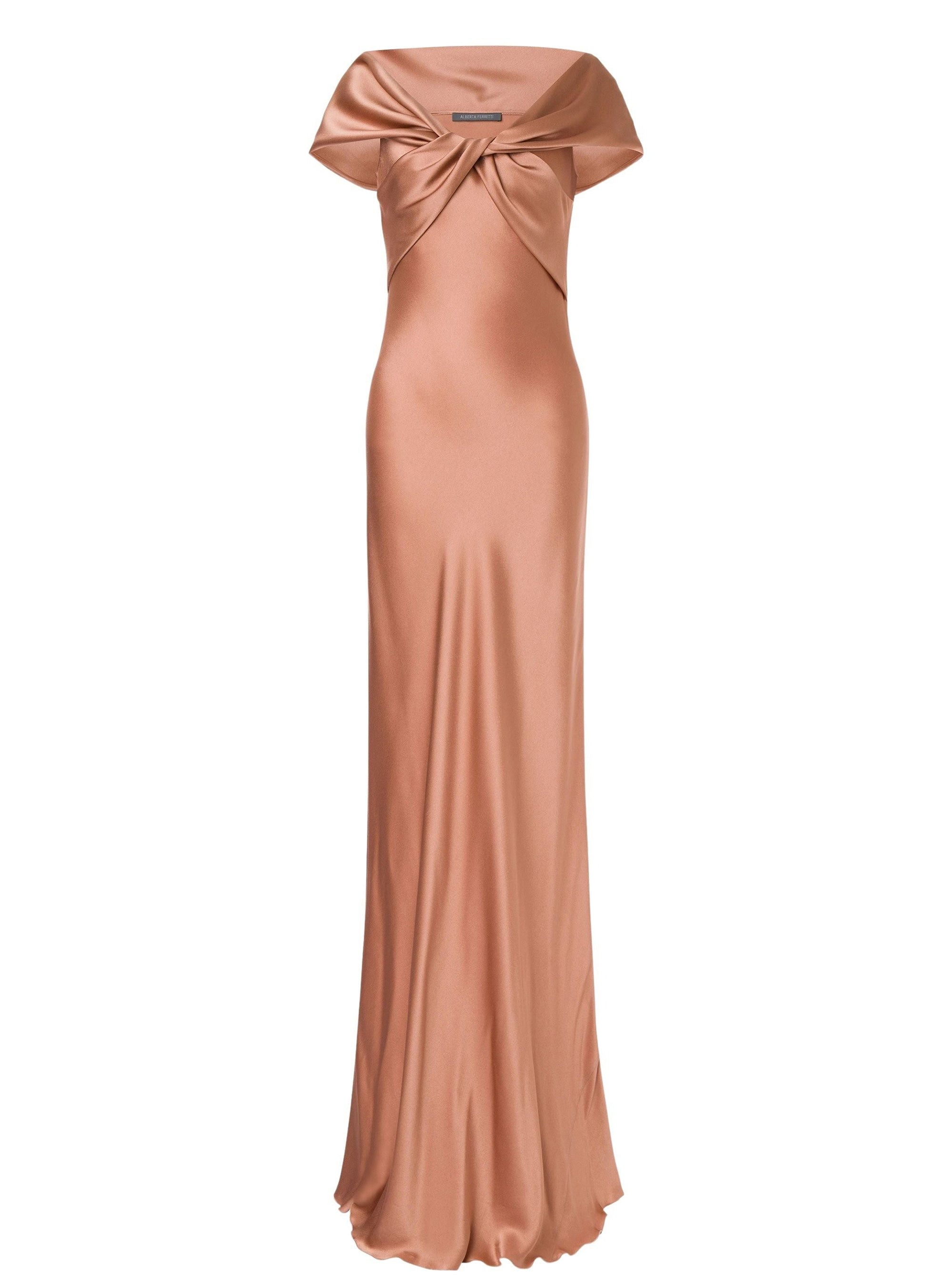 Satin maxi dress with train - Pink