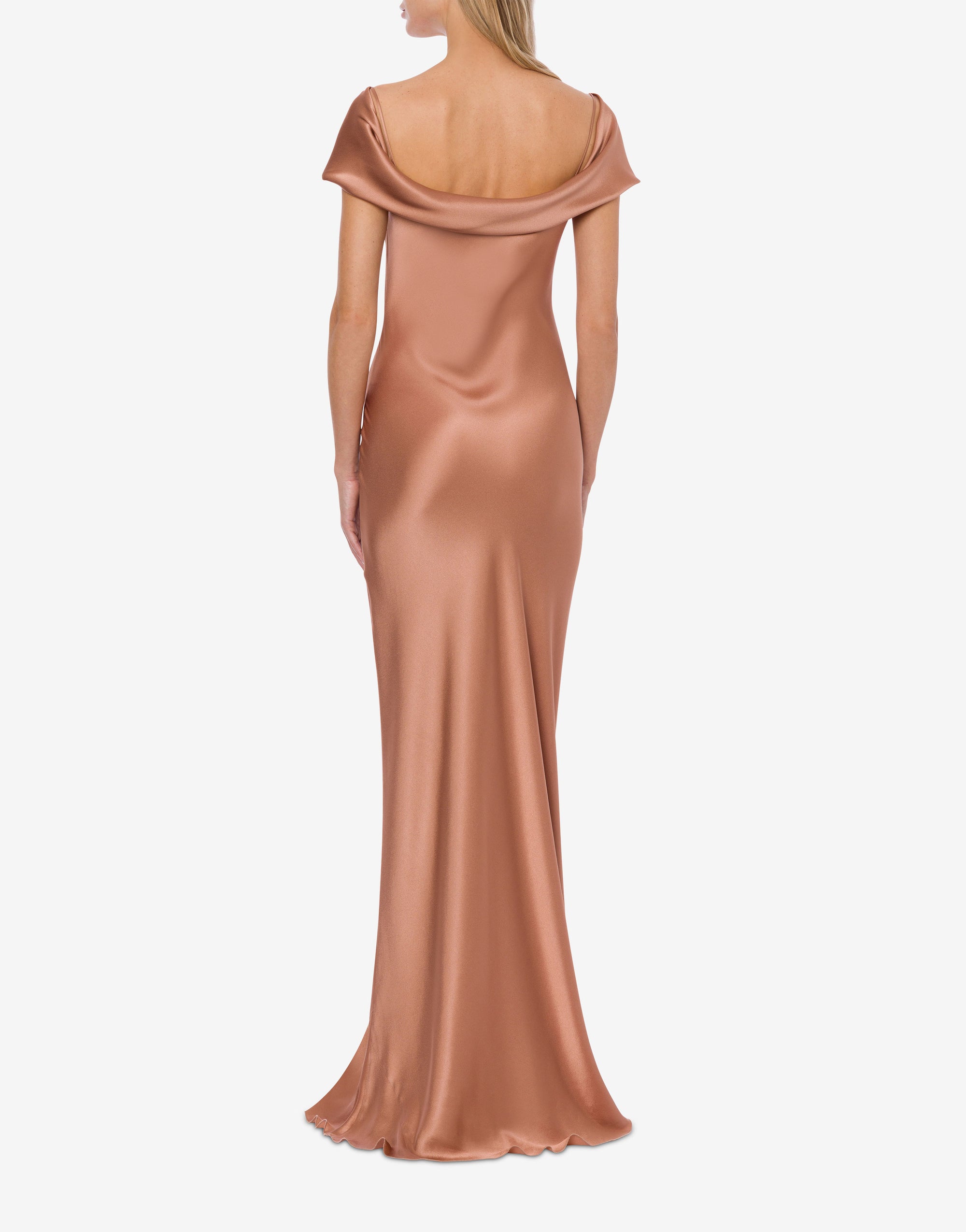 Satin maxi dress with train - Pink