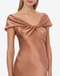 Satin maxi dress with train - Pink
