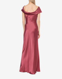 Satin maxi dress with train - Pink