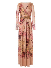 Tattoo print silk maxi dress - Pink & Powder