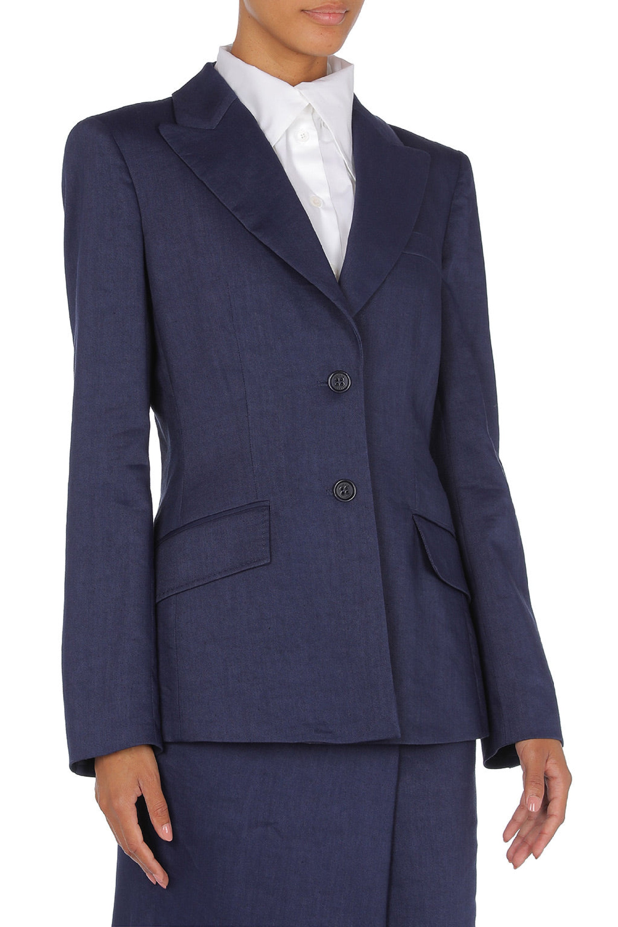 Veste en lin mélangé stretch - Blue