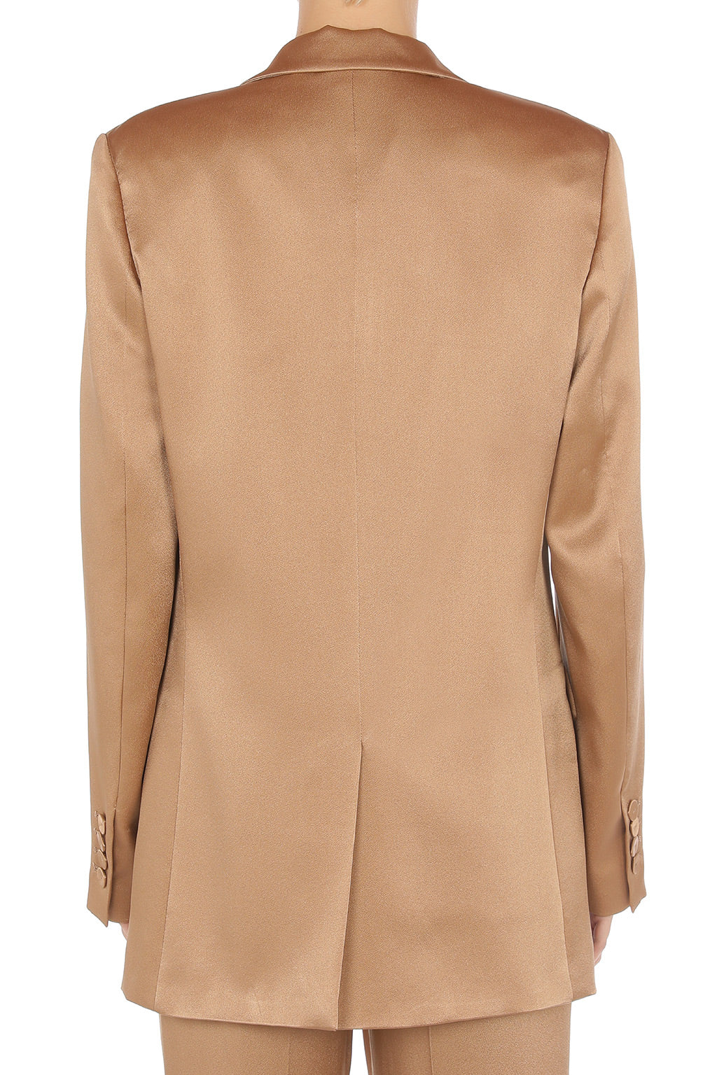 Blazer à coupe structurée en soie mélangé - Beige & Brown