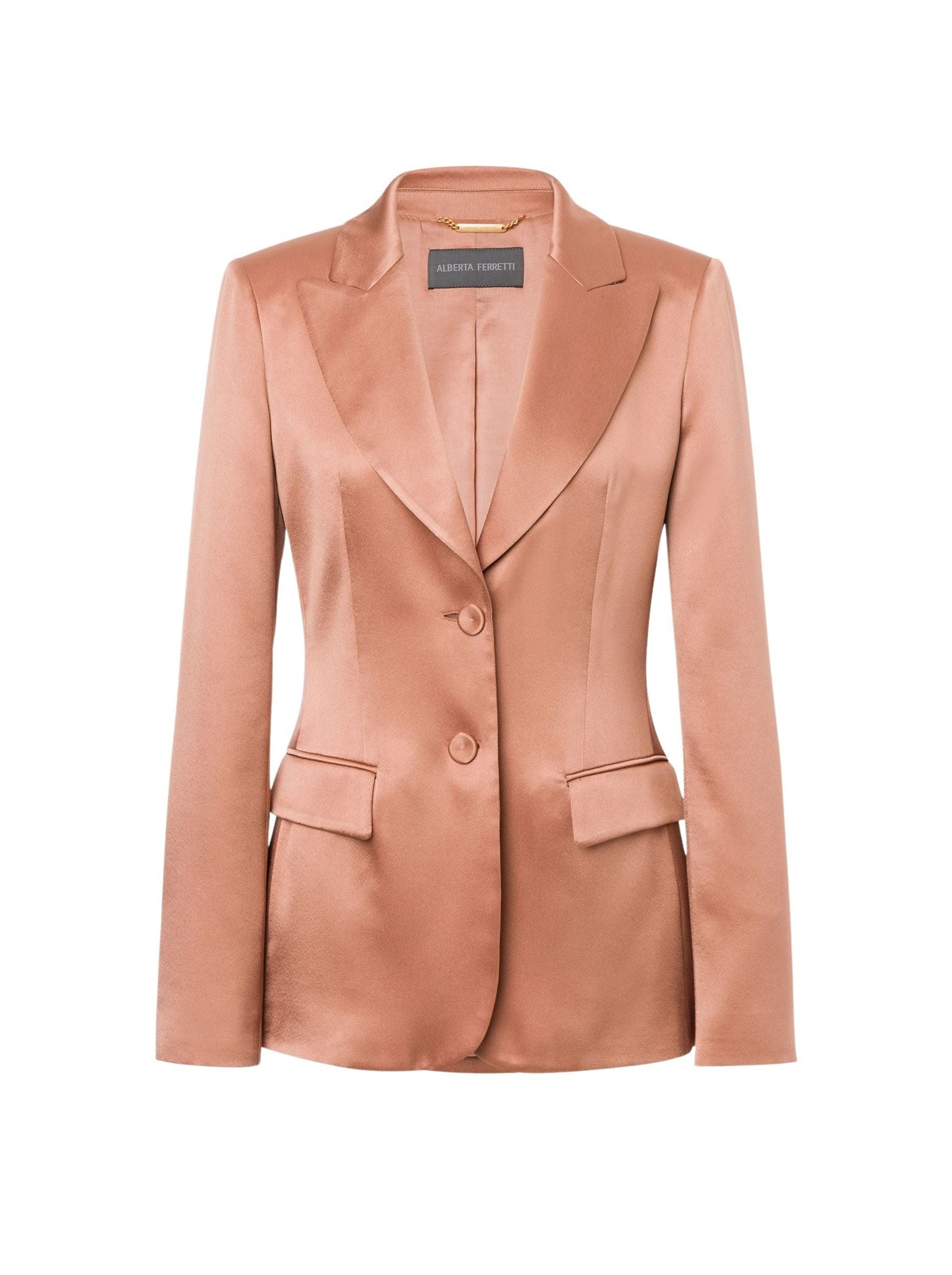 Veste à simple boutonnage en satin - Pink