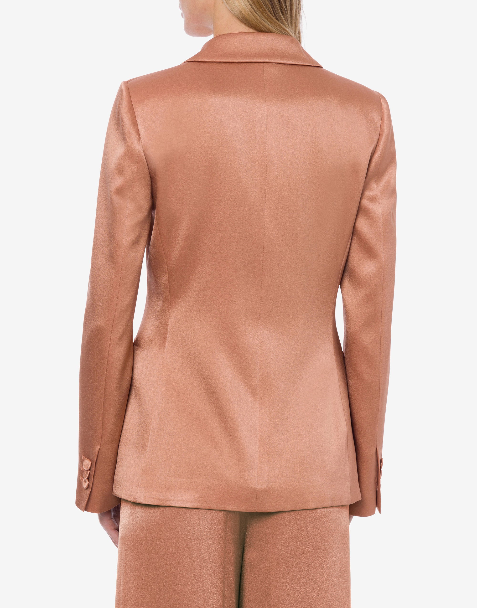 Veste à simple boutonnage en satin - Pink