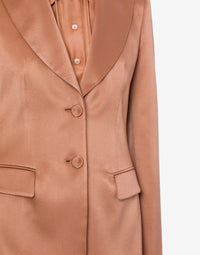 Veste à simple boutonnage en satin - Pink