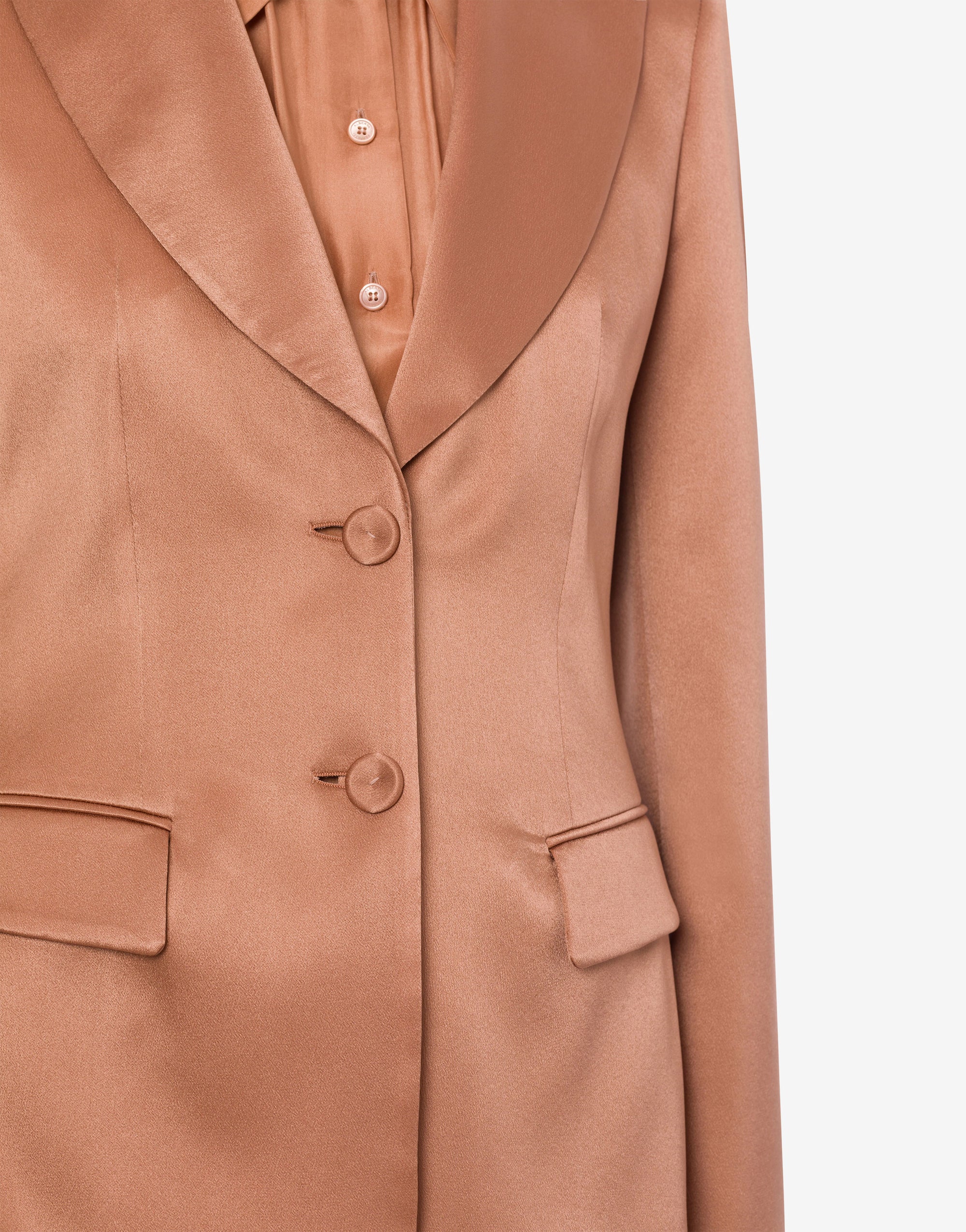 Veste à simple boutonnage en satin - Pink