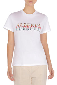 T-shirt en coton avec logo décoratif - White