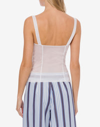 Top en voile de coton organza avec plis - White