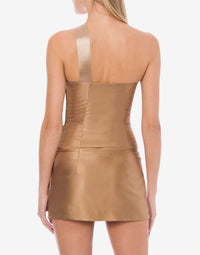 Top à une épaule en satin - Beige