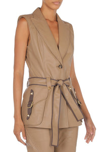 Gilet en daim avec clous - Beige