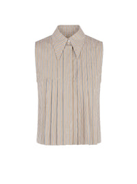 Chemisier sans manches rayée - Beige