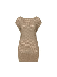 Short openwork dress - Beige