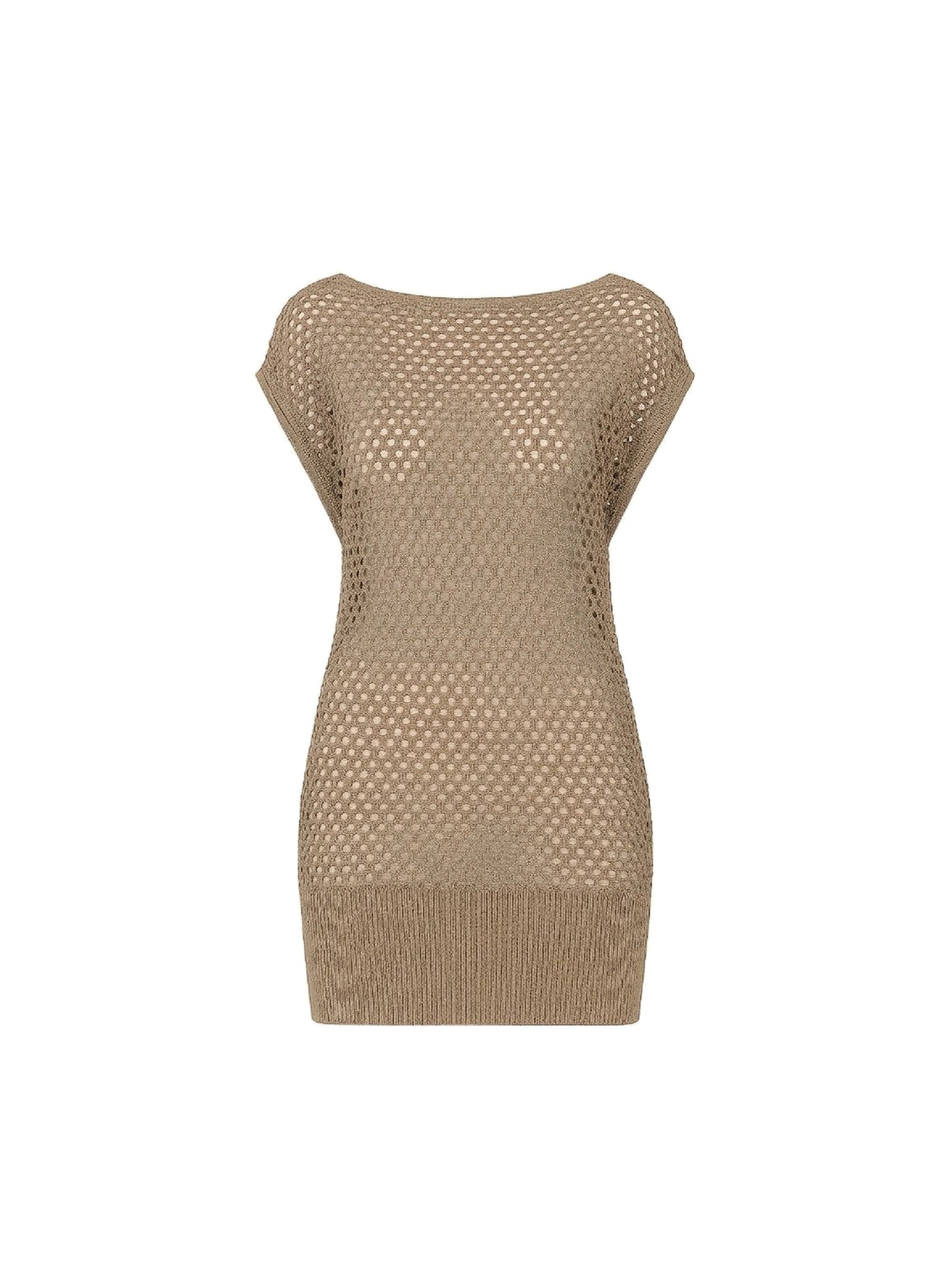 Short openwork dress - Beige