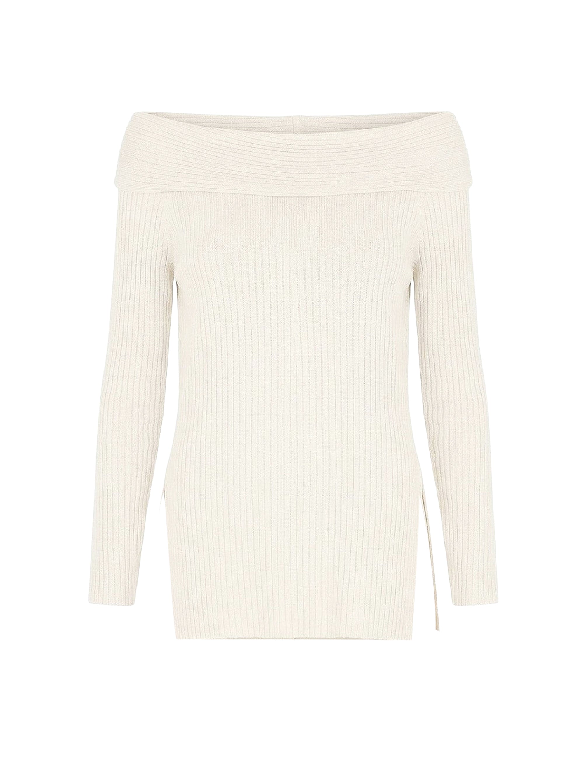 Pull en lin avec encolure drapée - White