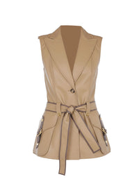 Gilet en daim avec clous - Beige
