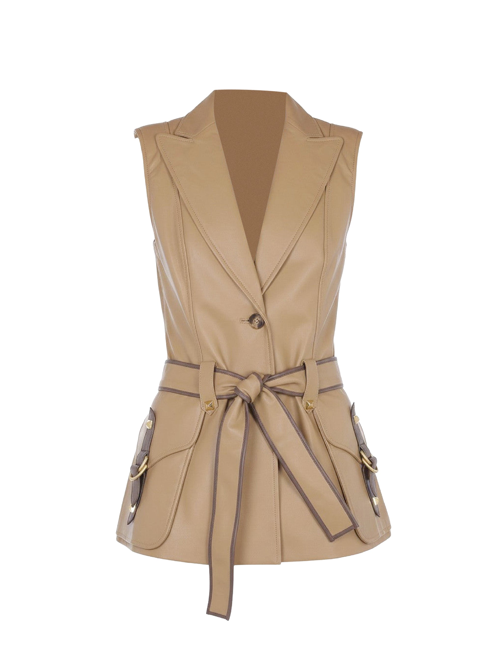 Gilet en daim avec clous - Beige
