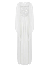 Robe longue en soie avec broderie - White