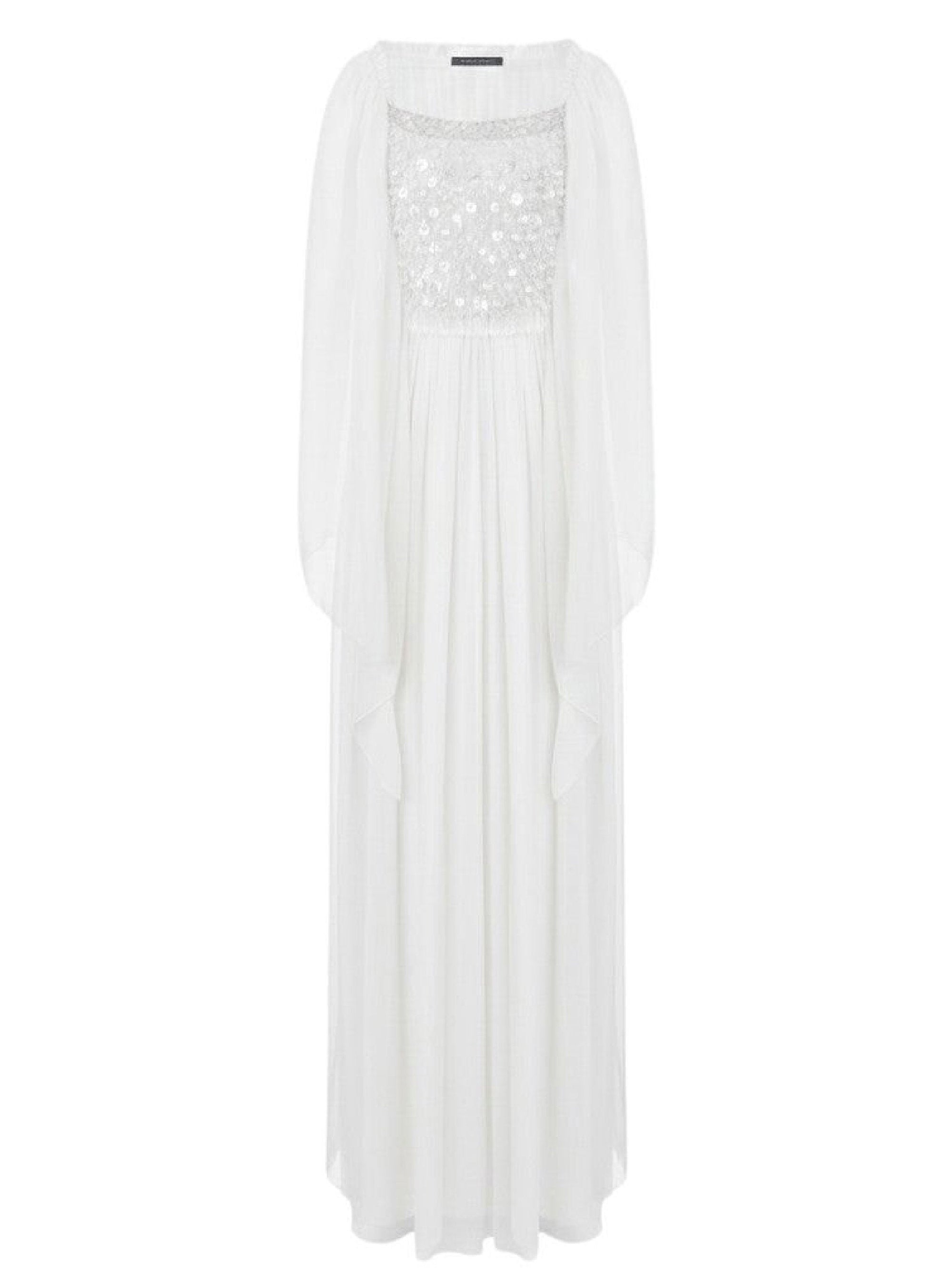 Robe longue en soie avec broderie - White