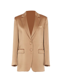 Blazer à coupe structurée en soie mélangé - Beige & Brown