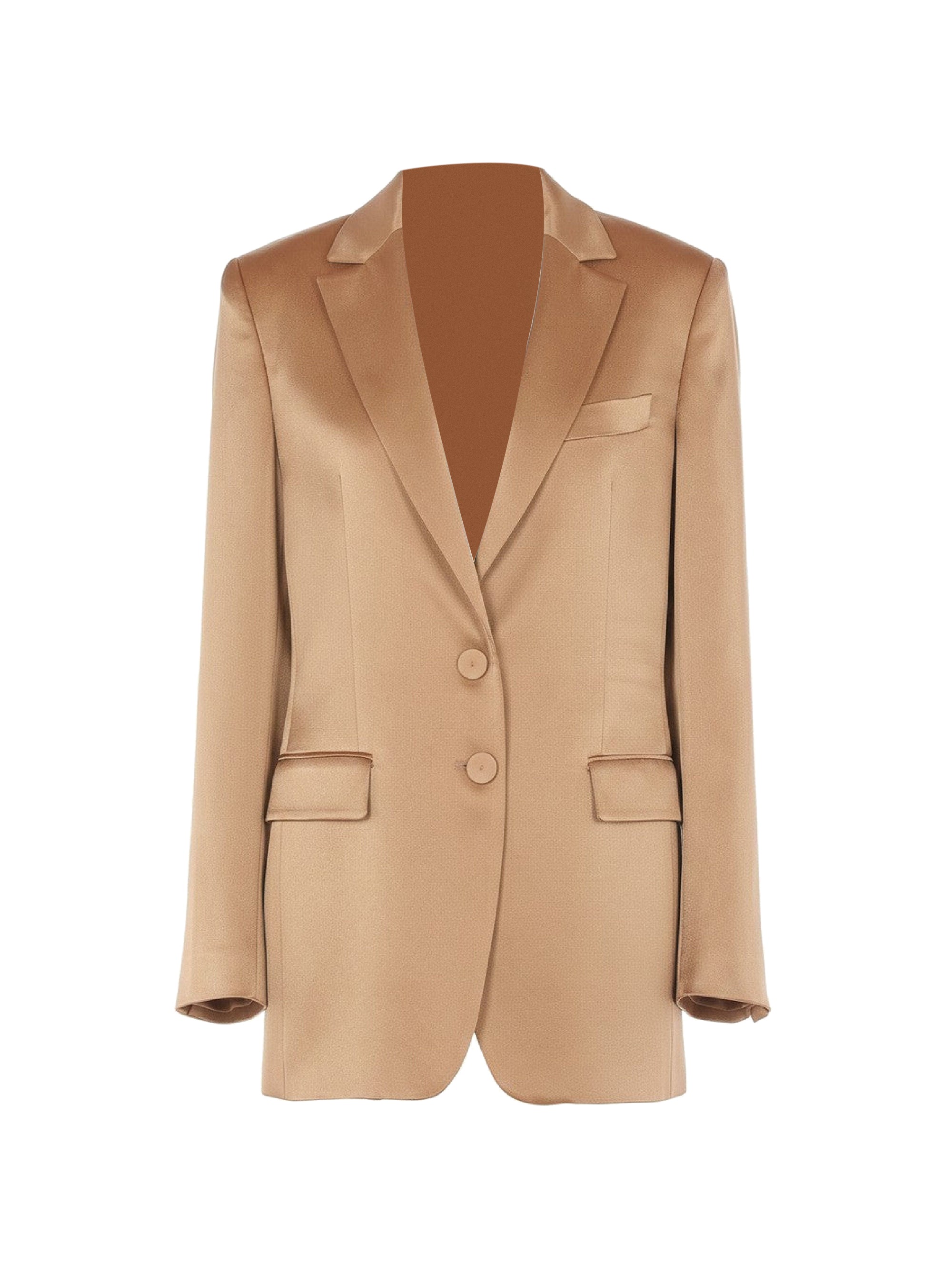 Blazer à coupe structurée en soie mélangé - Beige & Brown