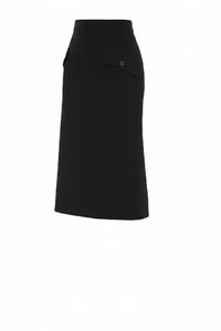 Jupe midi en gabardine de coton - Black