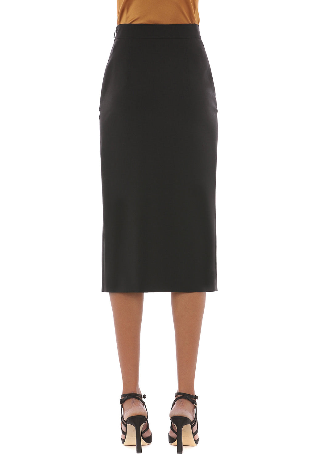 Jupe midi en gabardine de coton - Black
