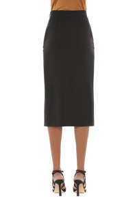 Jupe midi en gabardine de coton - Black