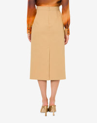 Jupe midi en gabardine de coton - Beige
