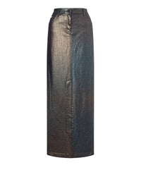 Jupe longue en denim laminé et dégradé - Multicolor & Grey