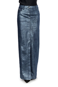 Jupe longue en denim laminé - Blue