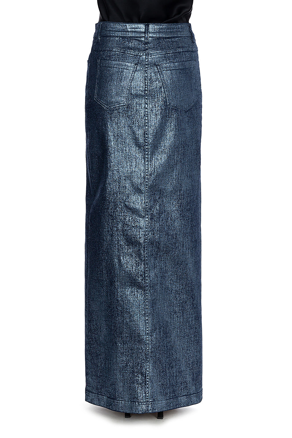 Jupe longue en denim laminé - Blue