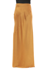 Jupe longue en satin fluide - Brown & Yellow
