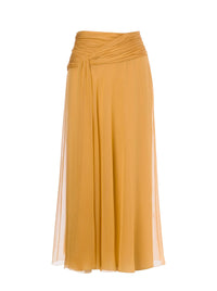 Jupe midi en mousseline de soie - Brown & Yellow