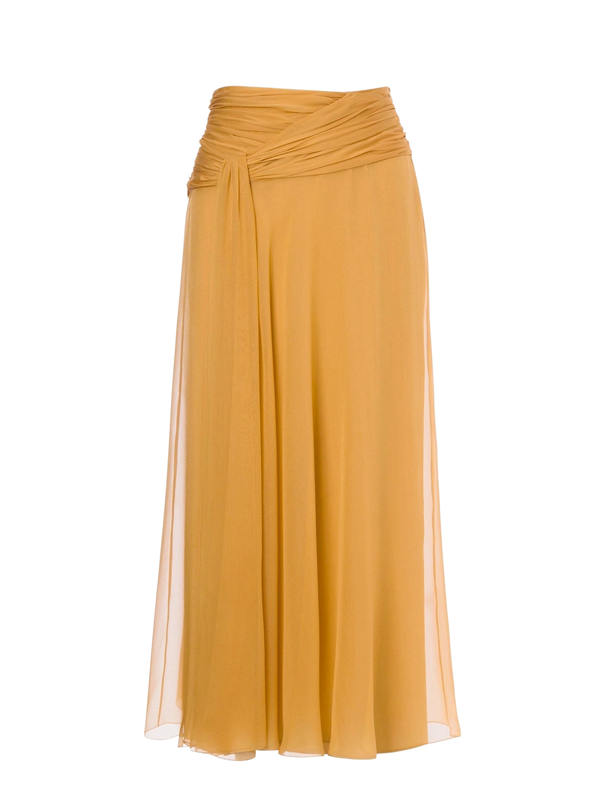Jupe midi en mousseline de soie - Brown & Yellow