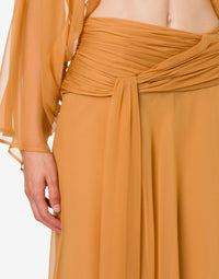 Jupe midi en mousseline de soie - Brown & Yellow