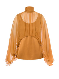Chemisier en mousseline de soie - Brown & Yellow