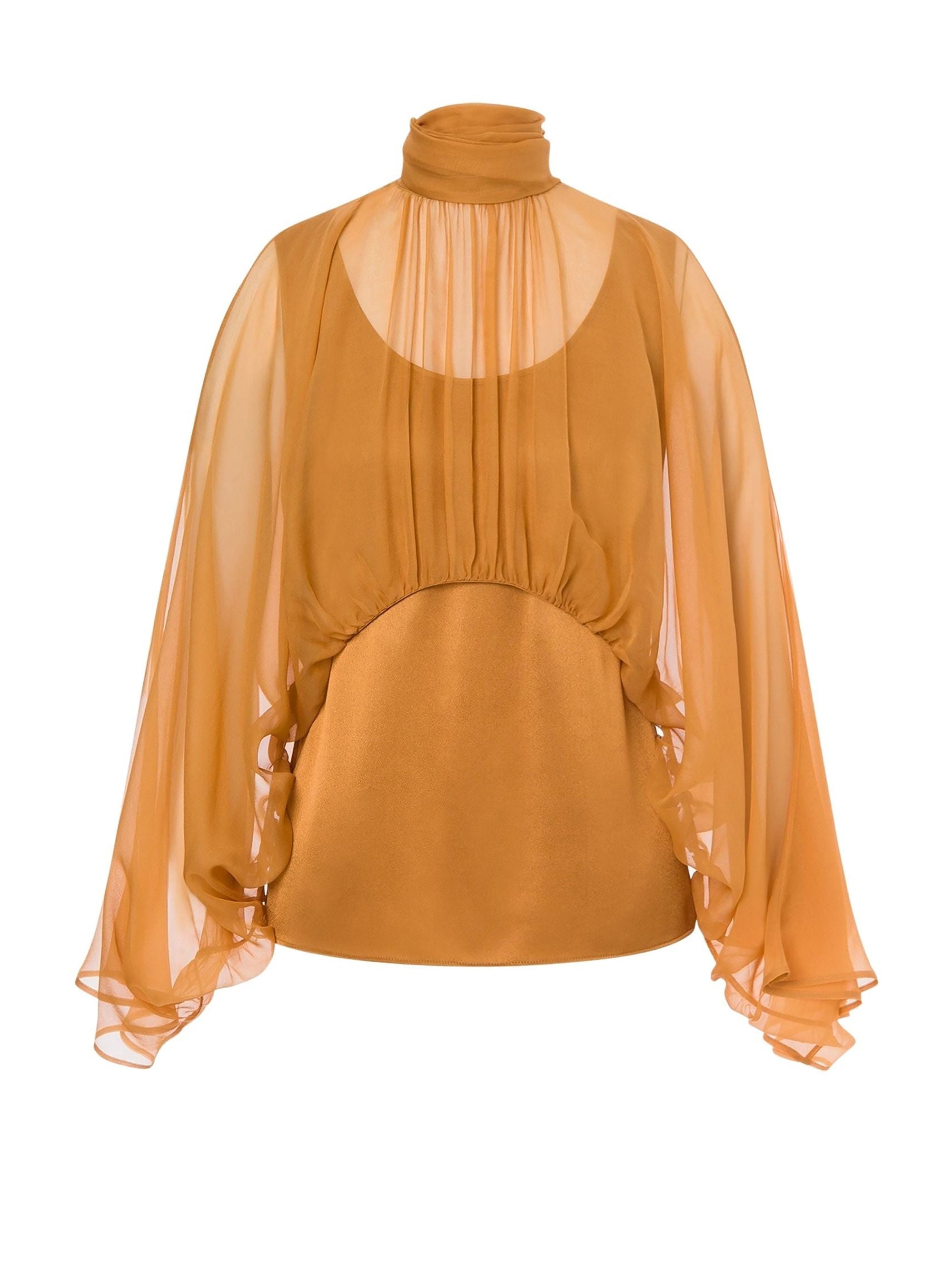 Chemisier en mousseline de soie - Brown & Yellow