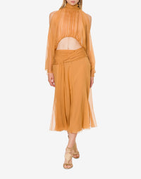 Chemisier en mousseline de soie - Brown & Yellow