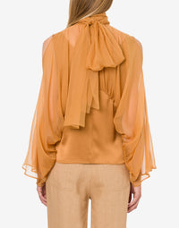 Chemisier en mousseline de soie - Brown & Yellow