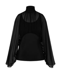 Chemisier en mousseline de soie - Black