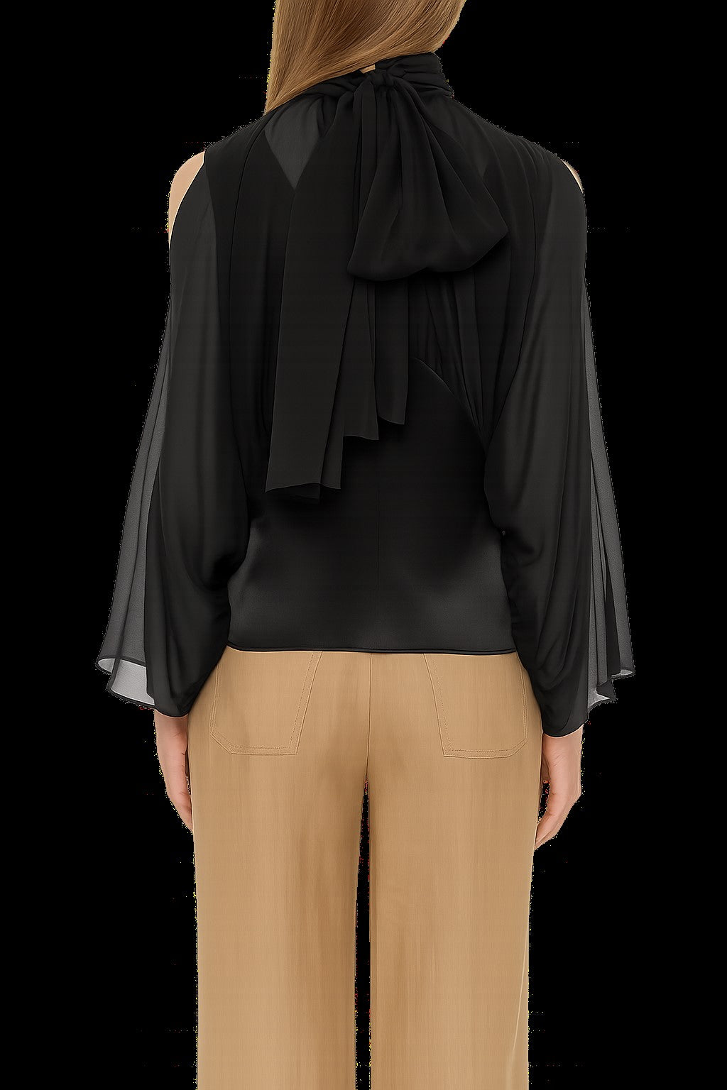 Chemisier en mousseline de soie - Black
