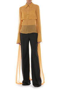 Chemise en mousseline de soie - Brown & Yellow