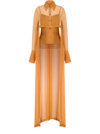 Chemise en mousseline de soie - Brown & Yellow